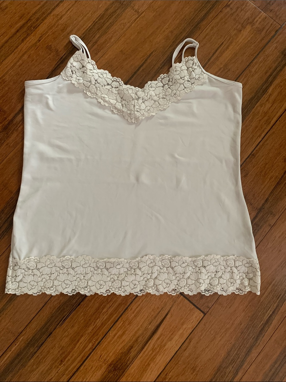 White House Black Market Ivory Lace-Trim Tank Top